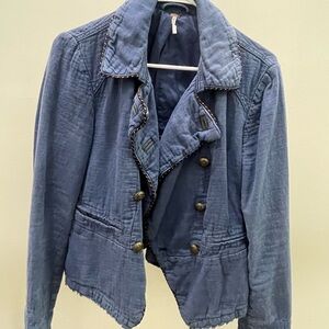 Free People Night Sky Cadet Jacket Blue Size Medium